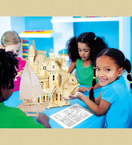 Vista 7 de Puzzled Rompecabezas de madera 3D de velero - Kit de construcción de bricolaje rompecabezas de barco de madera para niños y adultos, pintura