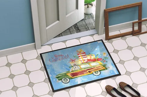 Vista 4 de Caroline's Treasures CK2424JMAT - Tapete para interiores o exteriores con diseño de husky siberiano de Feliz Navidad, 24 x 36 pulgadas, 36 pulgadas