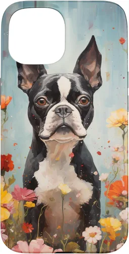 Vista 6 de Boston Terrier in Flower Garden Dog Art Lovers Design Case for iPhone 17