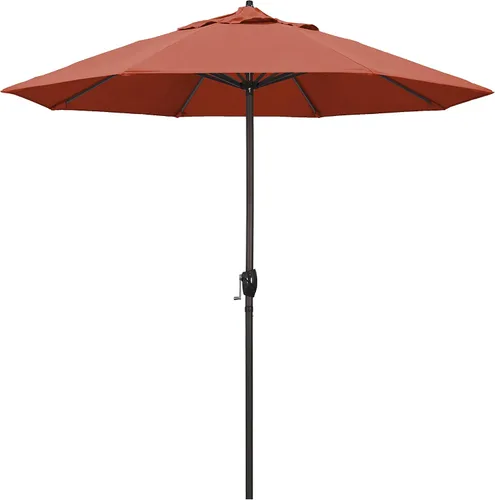 Vista 17 de California Umbrella Sombrilla redonda de aluminio de 9 pies para terraza, piscina o patio, manivela elevadora, inclinación automática, poste