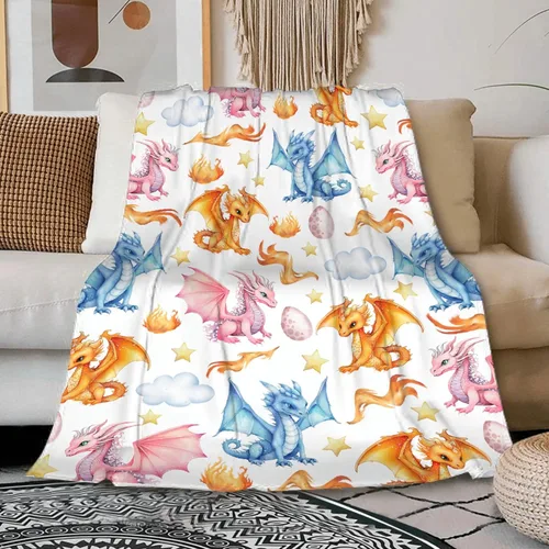 Vista 11 de Manta colorida de dragón, regalos para mujeres, niñas y amantes de los dragones, decoración para cama, sofá, sofá y sala de estar, 30 x 40 pulgadas