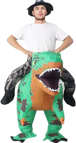 Vista 4 de Disfraces inflables de dinosaurio para adultos disfraz de Halloween de T-REX divertido disfraz de dinosaurio