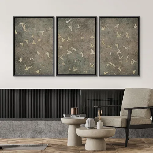 Vista 41 de SIGNWIN Lienzo enmarcado para pared, juego de arte pastel con cadena montañosa, bosque, niebla, naturaleza silvestre, ilustraciones modernas, arte
