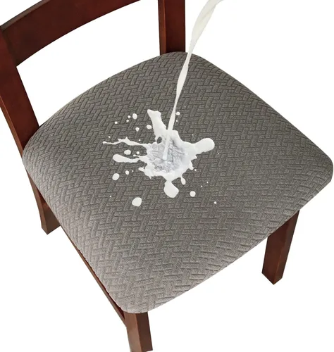 Vista 28 de Genina Fundas de Asiento para Silla de Comedor Fundas de Asiento Deslizables Fundas de Silla de Cocina (Beige, 2 Piezas)