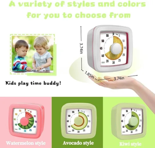 Vista 8 de Temporizador visual infantil para cocina, aula, cocina, aprendizaje, dormitorio, oficina, cuenta regresiva de 60 minutos con temporizador Pomodoro