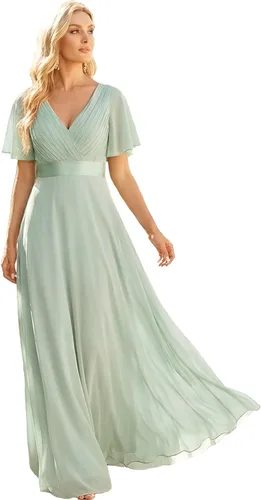 Vista 49 de Ever-Pretty Vestidos formales de mujer para madre de la novia, de manga corta, de chifón, con cintura imperio, de largo hasta el suelo, para dama