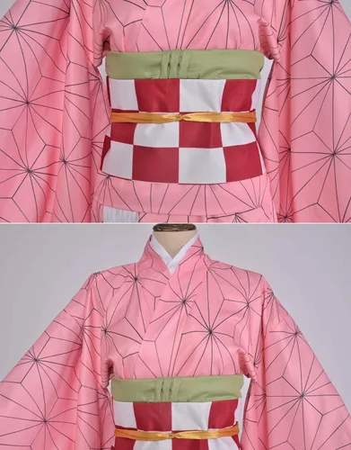 Vista 5 de miccostumes Kimono para mujer y niña, disfraz de cosplay con bambú