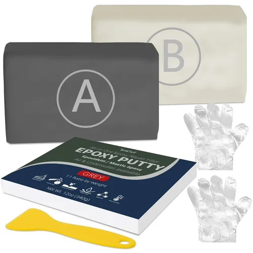 Vista 7 de Masilla epoxi negra de 12 onzas / 11.99 oz, plomeros resistentes y masilla de reparación de piscinas, relleno multiusos lijable para metal, hormigón