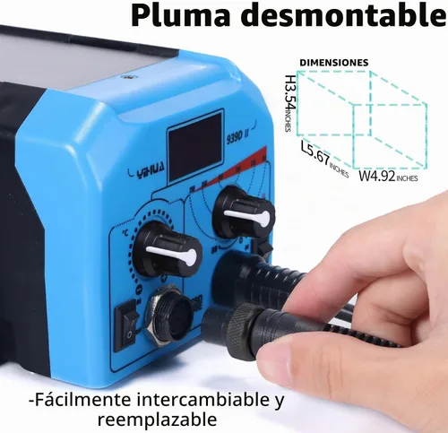 Vista 5 de YIHUA 939D-II Pluma de Pirografía Kit de Quema de Madera Estación 2-en-1 Punta Sólida 200~480°C (con Pantalla de Temperatura)/Punta de Alambre