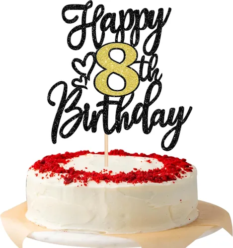 Vista 10 de 1 PCS Decoración para Pastel Feliz Cumpleaños Número 10 Negro Dorado con Purpurina Brindis por 10 Años Selección de Pastel de Cumpleaños 10 Fabuloso