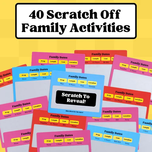 Vista 2 de Happy Duo Family Dates 40 Tarjetas de Rasca y Ganca – Actividades Divertidas y Ideas para Noches de Citas Familiares para Niños y Padres – Juego