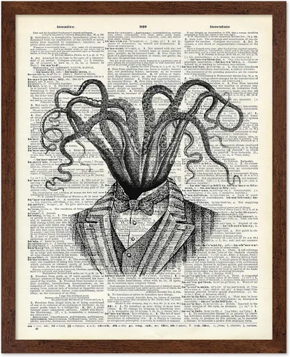 Vista 48 de Poster Master Póster de pulpo para parejas, póster de diccionario, arte Kraken, regalo romántico para él, ella, amantes, decoración náutica