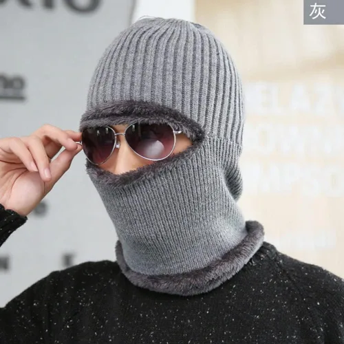 Vista 2 de Gorro de invierno cálido elástico suave con protección para las orejas, gorro de punto con forro polar para hombres y mujeres