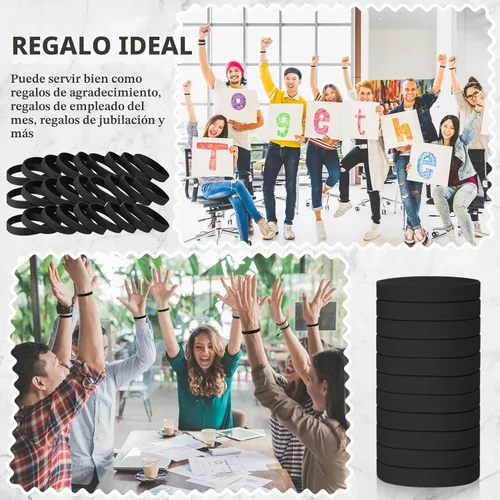 Vista 4 de Liliful 100 pulseras de goma de silicona, pulseras de goma para pulseras de silicona para mujeres y hombres (negro)