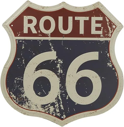 Vista 12 de Letrero de metal retro Route 66 de 11 x 11 pulgadas con montaje en pared y accesorios de montaje