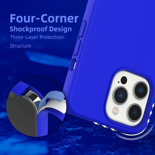 Vista 5 de Funda compatible con iPhone 13 Pro, [Protección contra caídas] [Anti-huellas dactilares] Funda de silicona líquida a prueba de golpes con forro