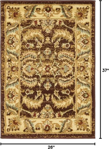 Vista 2 de Unique Loom - Colección Voyage - Alfombra redonda tradicional oriental, marrón, Polipropileno, Marrón/Azul Claro
