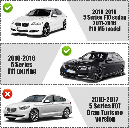 Vista 7 de sportuli Rejilla de riñón de repuesto frontal compatible con BMW Serie 5 F10 F11 F18 M5 (negro brillante)