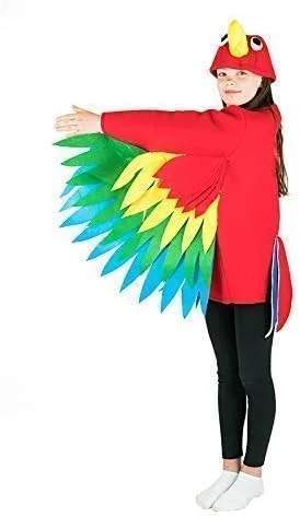 Vista 3 de Bodysocks Fancy Dress Loro tropical de la selva, disfraz multicolor de pájaro para niños (edad 6 +)