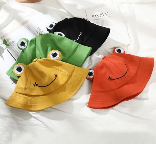 Vista 5 de Poznjo Sombrero de rana para adultos y adolescentes, lindo sombrero de pescador de rana de algodón, divertido sombrero de pescador para hombres