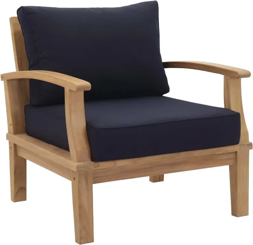 Vista 9 de Modway EEI-1143-NAT-GRY-SET - Sillón para patio al aire libre de madera de teca de grado A, color gris natural