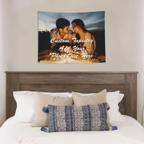Vista 2 de Moreglee Tapiz personalizado con fotos, texto, tapiz personalizado, regalos personalizados para mujeres y hombres (37 x 29 pulgadas)