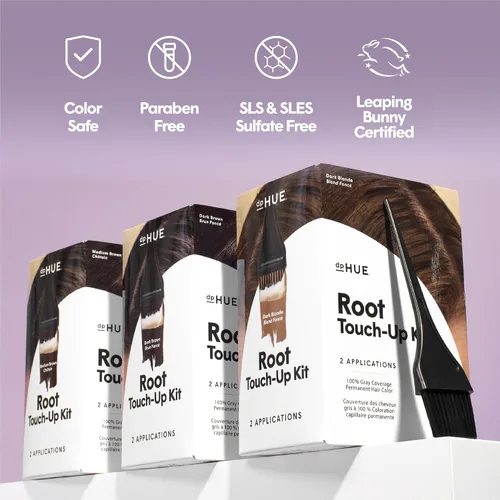Vista 4 de dpHUE Kit de retoque de raíces, marrón medio - Tinte permanente para el cabello para cobertura de canas - Incluye dos aplicaciones - Sin parabenos