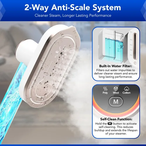 Vista 2 de Gearwiz Plancha de estación de vapor 2 en 1, vapor turboalimentado de 1550 W para ropa, calentamiento de 30 segundos, vapor de 3 niveles y planchado
