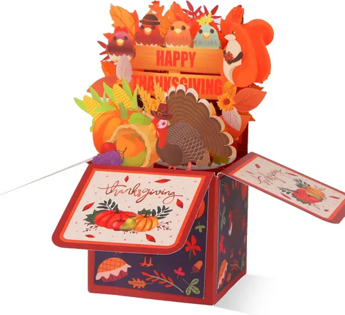 Vista 13 de D4DREAM Tarjeta musical de Acción de Gracias con luz, tarjetas y sobres de Acción de Gracias 3D para adultos, niños, novio, novia, decoración