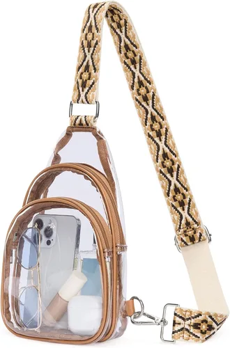 Vista 15 de CLUCI Bolsa transparente para eventos en estadios, bolsa cruzada transparente, monederos pequeños transparentes