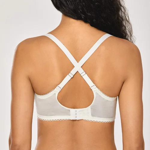 Vista 6 de DOBREVA Sujetador sexy de encaje push up para mujer talla grande transparente balconette con aros sin forro