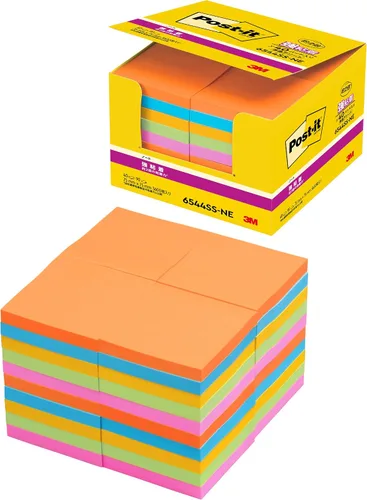 Vista 10 de Pack of 5 75 x 75mm mixed color fluorescence Sumitomo (3M) Post-it (R) strong adhesion Notes 654-5SSAN (japan import)