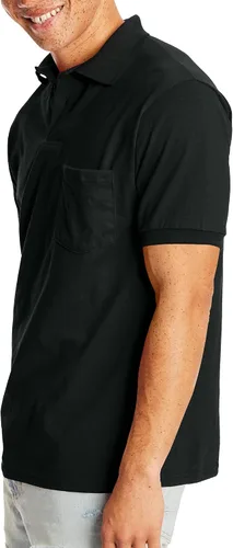 Vista 4 de Hanes Polo de manga corta con bolsillo para hombre (paquete de 2)