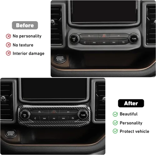 Vista 2 de Linskip Moldura de unidad de audio compatible con Ford Bronco Sport 2021 2022 2023 2024, cubierta del panel de control de volumen de la consola