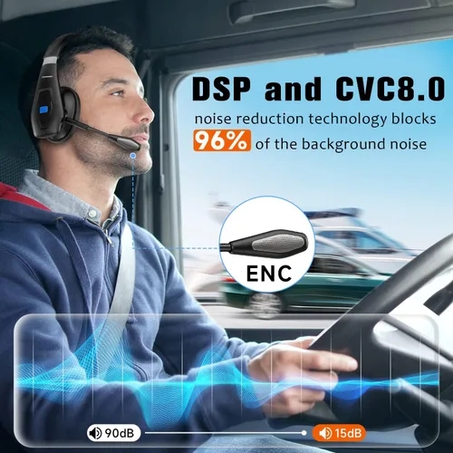 Vista 2 de Conambo Auriculares Bluetooth con cancelación de ruido V5.1, 35 horas de tiempo de conversación HD, CVC8.0, micrófono dual manos libres, auriculares