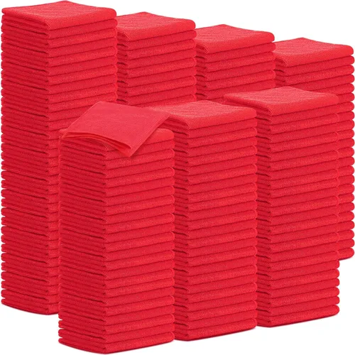 Vista 10 de Tenare Paquete de 100 paños de limpieza de microfibra de 12 x 12 pulgadas, trapos de limpieza reutilizables, toallas de microfibra a granel, paños
