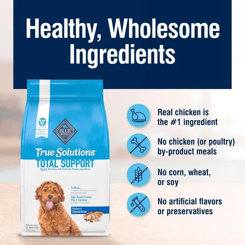 Vista 6 de Blue Buffalo True Solutions Total Support - Alimento seco natural para perros adultos, pollo, bolsa de 4 libras