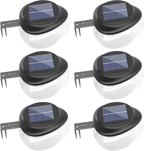 Vista 8 de JSOT - Luces solares para exteriores para canalones de techo, luz solar, impermeable, LED, luces de pared, para aleros de techo, barandilla