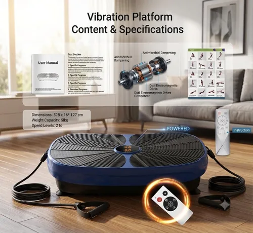 Vista 8 de Equipo de ejercicio con placa de vibración para fitness, máquina de ejercicio con forma de cuerpo entero, plataforma de vibración, ajuste