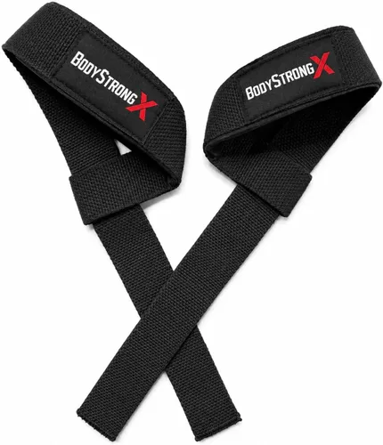Vista 2 de Correas de muñeca para levantamiento de pesas, correas de levantamiento de algodón resistente con acolchado de neopreno para muñecas de peso muerto
