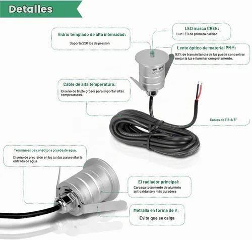 Vista 8 de Paquete de 10 luces LED de 1 W, luz blanca cálida para escaleras Plateado