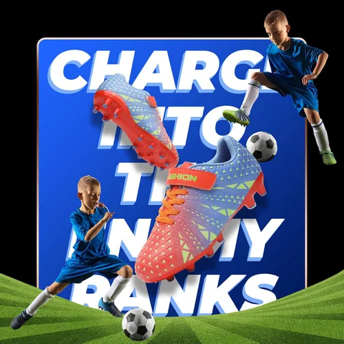 Vista 8 de ASHION Botines de fútbol unisex para niños y niñas, para césped firme, sin atar, zapatos de fútbol duraderos