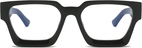 Vista 2 de LJCZKA Gafas cuadradas con bloqueo de luz azul para mujeres y hombres, marco grueso, anteojos para juegos de computadora, anteojos antifatiga ocular