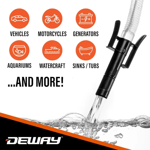 Vista 2 de DEWAY - Bomba automática de transferencia de combustible pequeña de 15 pulgadas con parada automática, potente alimentación por batería tipo D