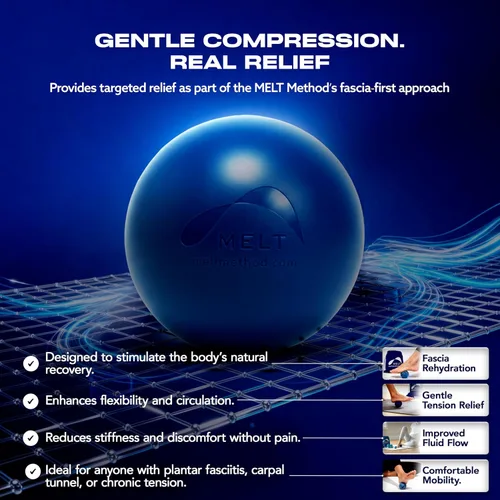 Vista 2 de MELT Method Kit de bola de terapia para manos y pies con Sensory FasciaPoint - Juego de bola de masaje terapéutico y rodillo de masaje para fascitis