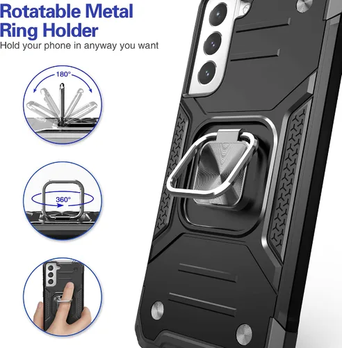 Vista 3 de Funda para Galaxy S21 5G con protector de pantalla, a prueba de caídas, ajuste delgado, con soporte para automóvil, funda protectora ligera