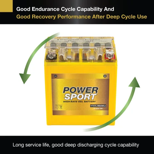 Vista 7 de ExpertPower YTX7L-BS - Batería de gel de 12 V 7 AH, sin mantenimiento, recargable, electrolito de gel, adecuada para motocicletas, motos de nieve