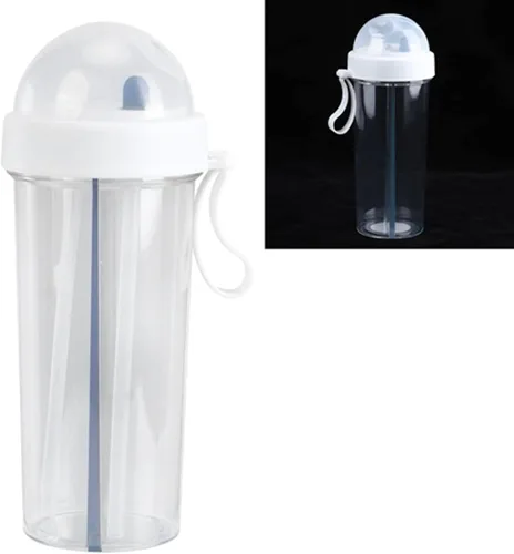 Vista 5 de YOUTHINK Botella de agua con pajilla, 20.3 fl oz, transparente, reutilizable, doble uso, botella de agua con pajita para el hogar, al aire libre