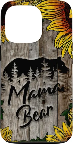 Vista 10 de Funda de regalo para el día de la madre con diseño de girasol de madera rústica para iPhone 16 Mama Bear