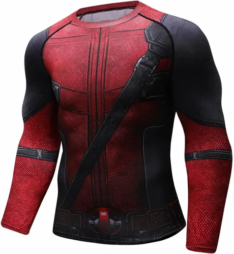 Vista 3 de Red Plume Camiseta deportiva de compresión de manga larga para hombre, ajuste delgado, para entrenamiento, para correr, camiseta de rendimiento